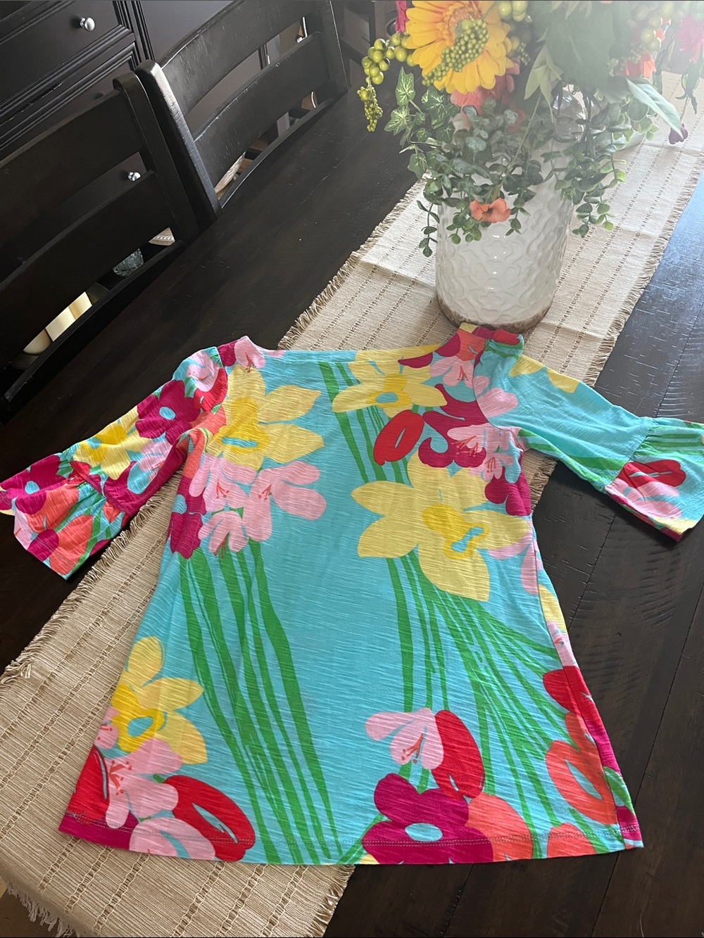 Lilly Pulitzer Aqua, Yellow & Pink Floral Top